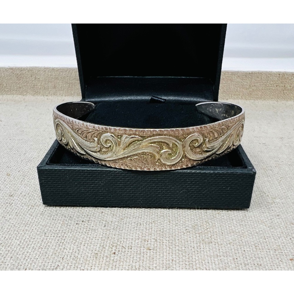 Montana Silversmiths Western Scroll Engraved Silver Plated Cuff Bracelet